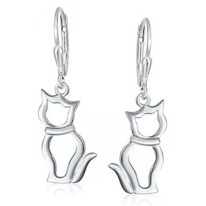NWT Bling jewelry Best Friend Animal Lover Dangle Earrings Sterling Silver Cat